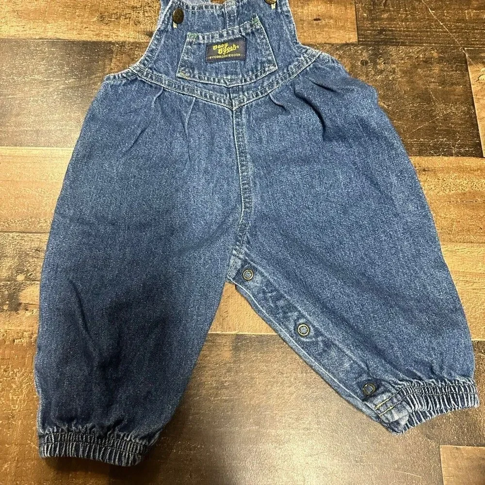 Vintage Oshkosh B’Gosh  Vestbak pleated Overalls 6-9 months dark denim